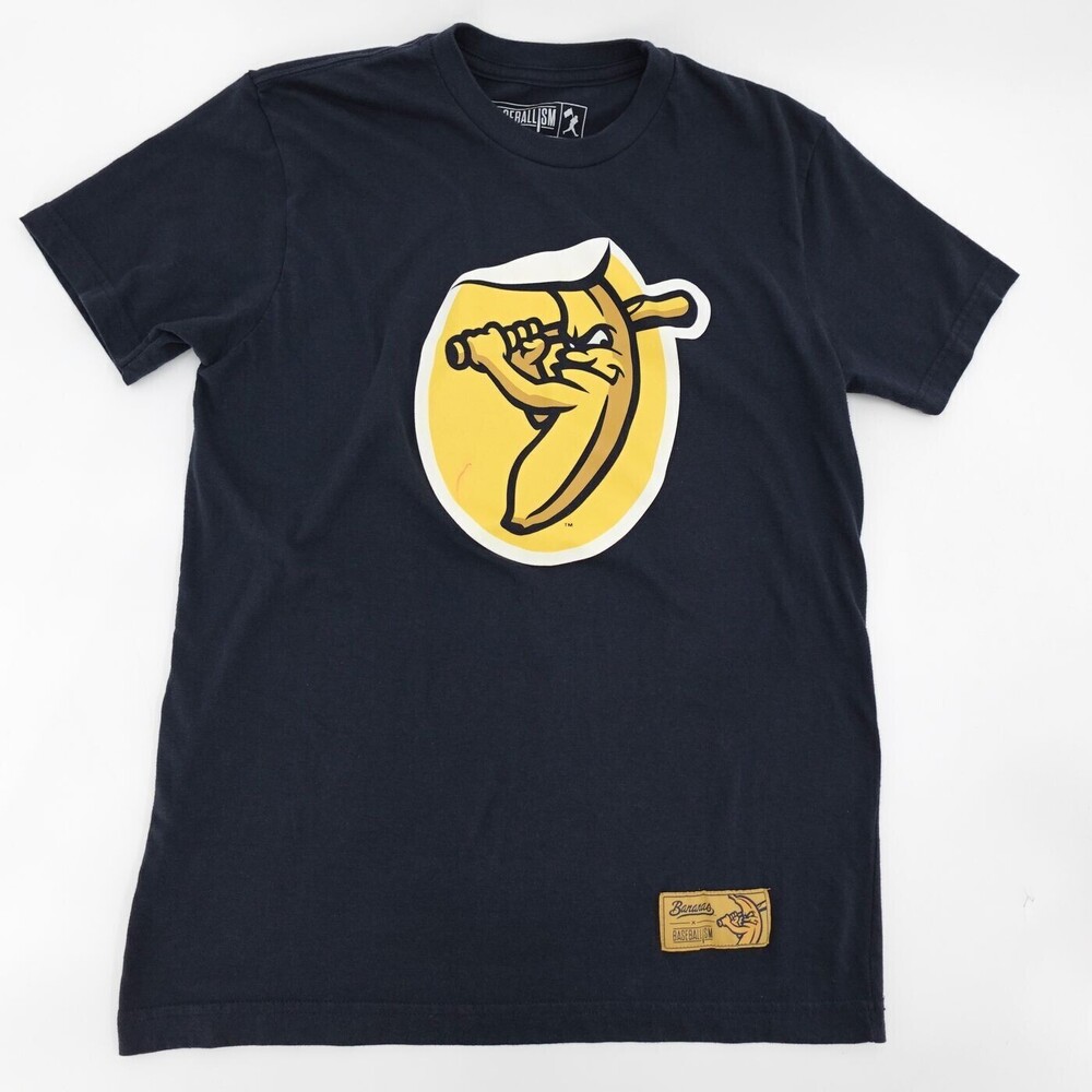 Baseballism T-Shirt Mens Medium Navy Graphic Savannah Bananas Baseball Short Sle